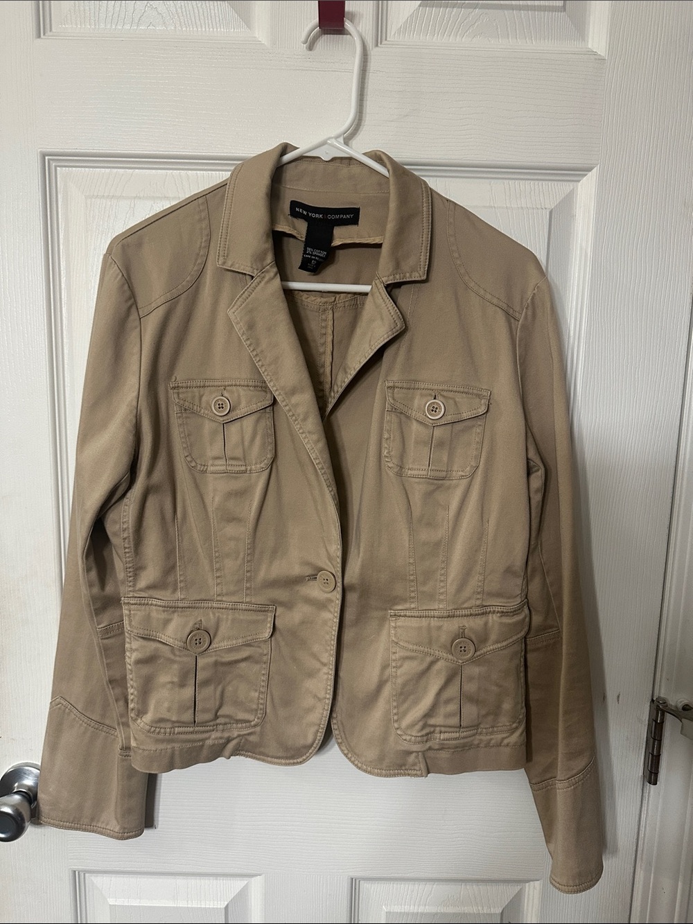 New York & Company Beige Utility Blazer Jacket